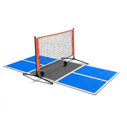 Duo Court indoor pickleball set on white: court mat and freestanding net
